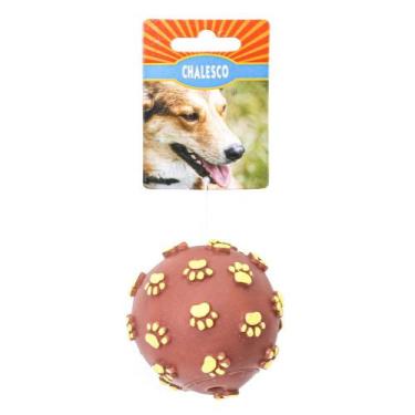 Imagem de Brinquedo Bola para Cães vinil patinhas com barulho Chalesco, Marrom