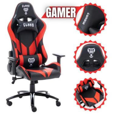 Imagem de Cadeira Gamer Escritório Preto e Vermelho MOUNT de Alta Qualidade Com 