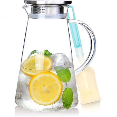 Imagem de Jarra de Vidro para Bebidas 1,7L com Tampa Borossilicato Resistente ao Calor Fácil de Limpar para Quentes e Frias