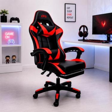 Imagem de Cadeira Gamer Ergonômica Reclinável com Apoio para os Pés  material si