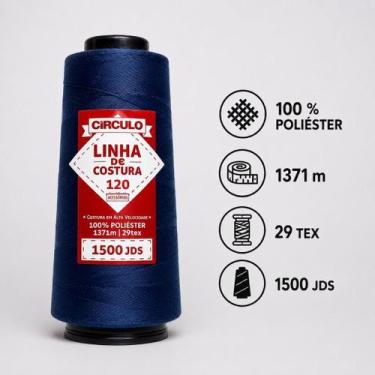 Imagem de Kit C/5 Linha Para Costura Poliéster 1500 Jds Círculo - Circulo, Azul 
