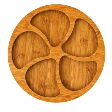 Imagem de Petisqueira em MDF com Bambu 5 Divisórias Tábua de Petiscos Brisa para