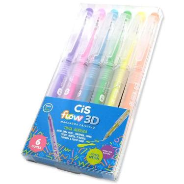 Imagem de Marcador Criativo CiS Flow 3D 1.0mm - 6 Cores NEON