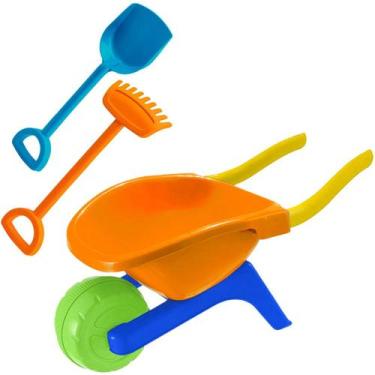 Imagem de Carriola Brinquedo Infantil De Praia Com Rastelo Pá - Usual Brinquedos