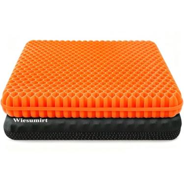 Imagem de Almofada de assento de gel extragrande para ficar sentado por muito tempo, 50 x 50 cm, almofada de assento de gel grande para alívio de pressão para coluna lombar, ciática, suporte de cóccix, usada