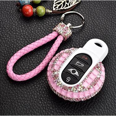 Imagem de WSWJDW Porta-chaves do carro capa porta-chaves porta-chaves bolsa, adequado para Bmw Mini Cooper F56 F55 F54 F60 R55 R56 R59 R60 R61 One S Clubman, rosa
