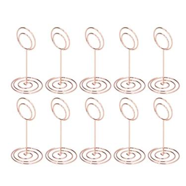 Imagem de Suporte para cartões, suporte para números de mesa Processo de galvanoplastia Estilo elegante para casa para casamentos para escritórios(Rosa ouro)