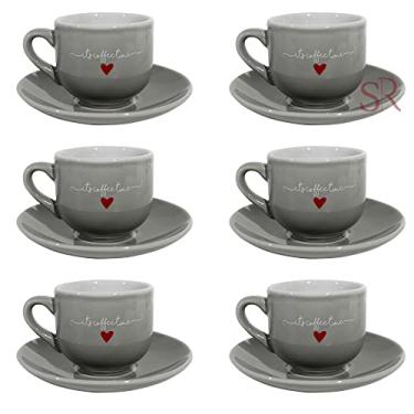 Imagem de Xícaras para café de porcelana L´amour rosa 90 ml 6 peças