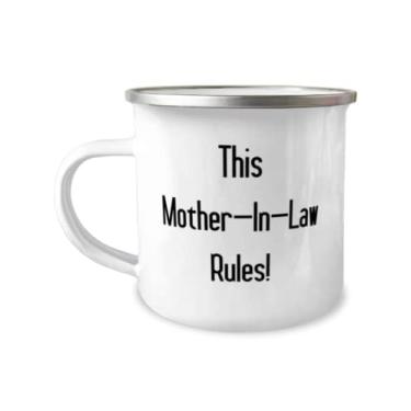 Imagem de Presentes divertidos de sogra, esta sogra, regras da sogra! Caneca para acampamento de 355 ml para mãe da filha