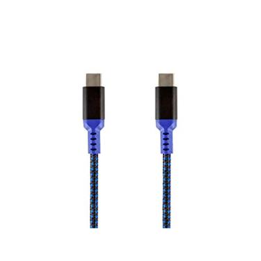 Imagem de Monoprice Stealth Charge and Sync USB 2.0 Tipo-C para Tipo-C Cabo - 1,5 Pés - Azul, até 3A/60 Watts, carregamento rápido
