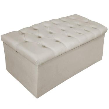 Imagem de Calçadeira Baú Estofada 90 Cm Solteiro Suede Bege Adj Decor