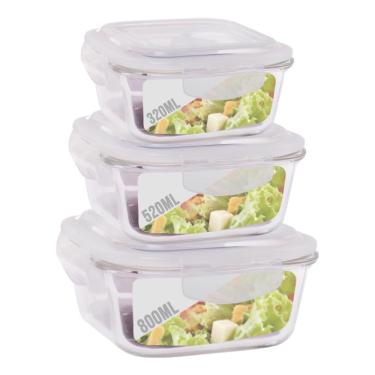 Imagem de Jogo 3 Potes 3 Tamanhos Hermético Marmita Quadra Colection