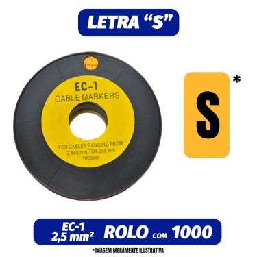Imagem de Anilha EC-1 2.5mm Rolo Com 1000 Letra S - JNG