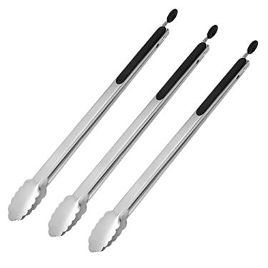 Imagem de UPTALY 3 peças de pinças de churrasco extra longas (45 cm), pinça de grelha de aço inoxidável com alça longa, pinça de comida de tamanho grande, pinças de carne espessas, pinça de servir para cozinhar, grelhar, churrasco, buffet