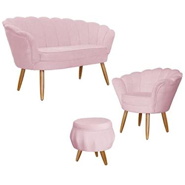 Imagem de Kit Pétala - Namoradeira, Poltrona e Puff Pétala Suede - Ds Estofados