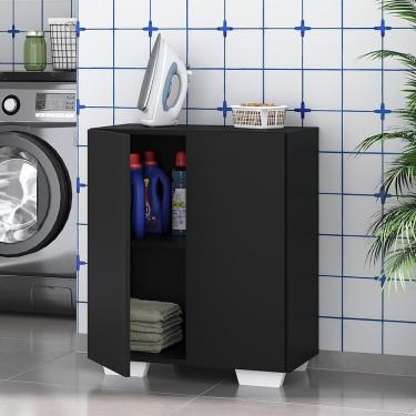 Imagem de Armário Lavanderia com 2 Portas Multimóveis MP5023 Preto/Branco
