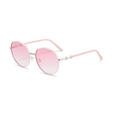Imagem de Óculos de Sol Feminino Moda Óculos Exterior Polarizado Óculos de Sol Masculino UV400 Moldura Oval de Metal, 313. Gradiente rosa, siga a foto