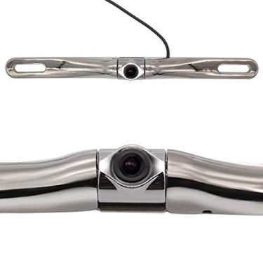 Imagem de Câmera de reserva – Câmera de ré para carros e caminhões, visão noturna HD, ângulo perfeito de 150 graus, textura de aço inoxidável impermeável IP69, placa de licença universal, câmera de visão traseira