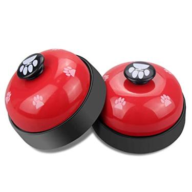 Imagem de Comsmart Sinos de treinamento para cães filhotes e gatinhos, 2 sinos de metal com estampa de pata de cachorro com base de borracha antiderrapante para jogos interativos para animais de estimação, sino de serviço para hotel escola bar loja restaurante