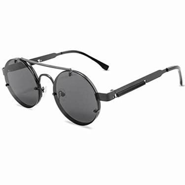 Imagem de Óculos de sol redondos Steampunk moda masculina designer elástico vintage óculos de sol sem aro para mulheres Lentes De Sol, preto cinza, Z