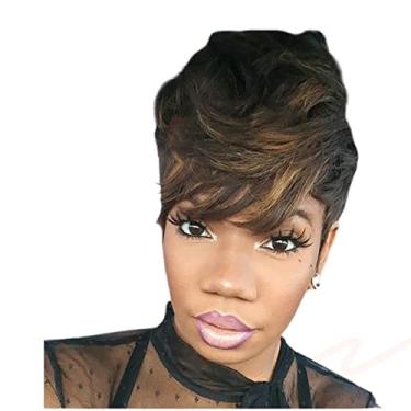 Imagem de Wig/Peruca Talita 100% cabelo humano, sedoso,curto, com ondulação natural (Castanho com Mechas)