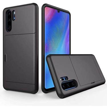 Imagem de Para Huawei P30 Pro Case Hard Armor Phone Case Para Huawei P30 Pro Carteira Porta Cartão de Crédito Slide Protect Cover Para P30, Cinza, Para Huawei P30