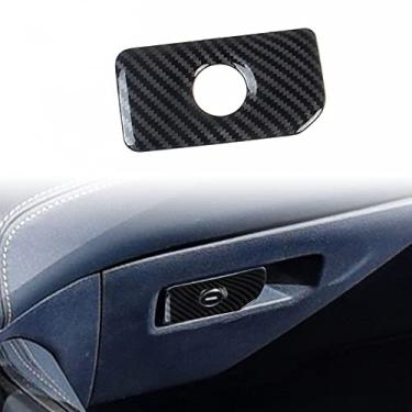 Imagem de Guarnição da tampa do interruptor do punho da caixa de luvas de fibra de carbono para Dodge Ram 1500 2019-2021