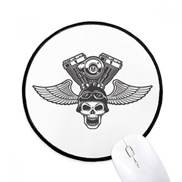 Imagem de DIYthinker Óculos Luzes Esqueleto Padrão Motocicleta Mouse Pad Desktop Escritório Tapete Redondo para Computador