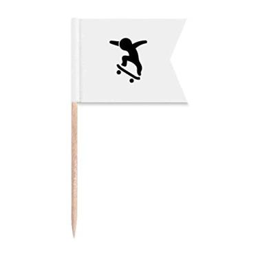 Imagem de Bandeiras de palito de dente para skate com formato de figura para marcação de bolo de festa e prato de queijo