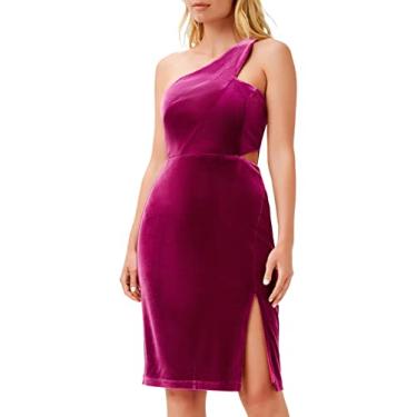 Imagem de Adrianna Papell Vestido feminino de veludo de um ombro só, Roxa, 40
