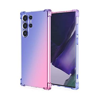 Imagem de Para Samsung Galaxy S22 Ultra Case Colorful Gradient Rainbow Soft TPU Case para Samsung S21 Plus S20 FE S8 S9 S20 5G S10 Lite S10e, azul rosa, para S21 Ultra