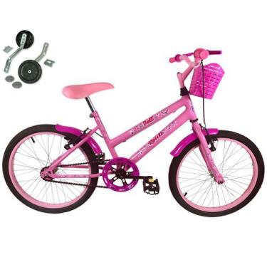 Imagem de Bicicleta Infantil Aro 20 Feminina Com Cestinha + Rodinha Lateral  - W