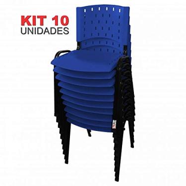 Imagem de Cadeira Empilhável Plástica Azul 10 Unidades - ULTRA Móveis