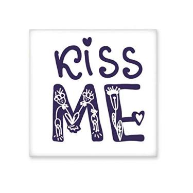 Imagem de Kiss Me Linda citação escrita à mão azulejo de cerâmica brilhante decalque de pedra adornada tijolo vitrificado