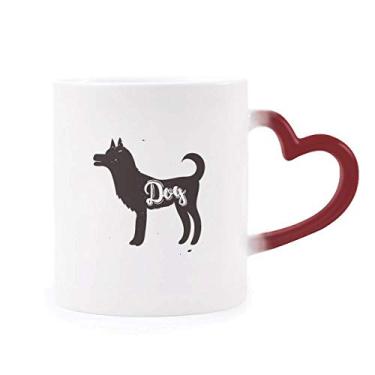 Imagem de Caneca preta e branca de animal sensível ao calor Caneca vermelha que muda de cor