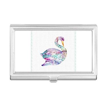 Imagem de Porta-cartão de visita colorido em aquarela com pássaro