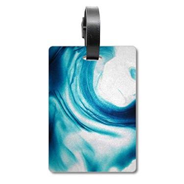 Imagem de Pigmento azul líquido transparente abstrato, bolsa de bagagem, etiqueta para cartão de bagagem, etiqueta para pendurar