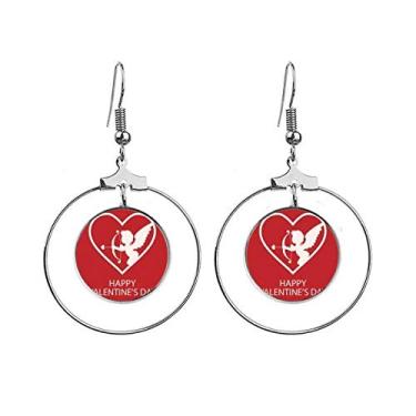 Imagem de Brincos de argola pendurados com flecha de anjo branco para dia dos namorados