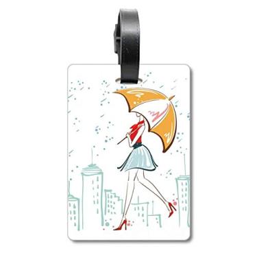 Imagem de Umbrella Rain Lady City Dress Bolsa de mala com etiqueta para cartão de bagagem