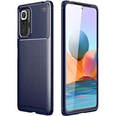 Imagem de Capa Capinha Anti Impacto Para Xiaomi Redmi Note 10 com Tela de 6.43" polegadas - Case Com Desenho Fibra De Carbono Shock Queda - Danet (Azul)