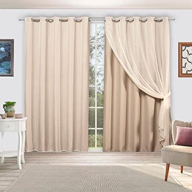 Imagem de Cortina Blackout Marrom em Tecido com Voil 5 Metros