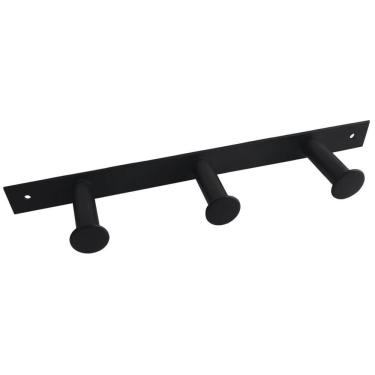 Imagem de Cabideiro de Parede 3 Ganchos Multiusos para Roupas Bolsas e Acessórios Duler Preto