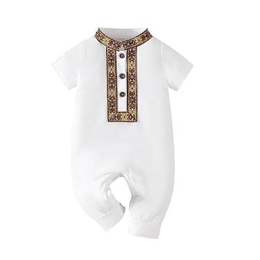 Imagem de Macaquinho para bebês recém-nascidos, manga curta, gola redonda, cor lisa, com capuz e botões no lado de fora, roupa para meninas de 3º aniversário, Branco, 3-6 meses