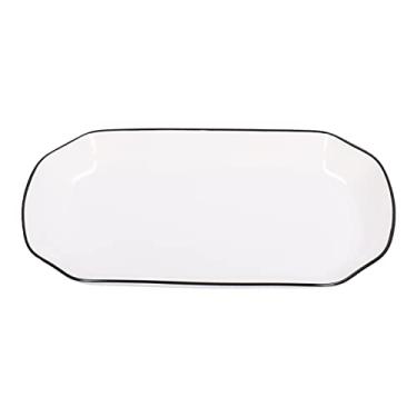 Imagem de Travessas De Porcelana Retangulares Brancas De 8 Pol. Servindo Bandejas, Bandeja De Frutas Prato De Jantar, Tigelas De Cerâmica Para Cozinha De Festas Restaurante