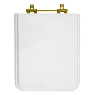 Imagem de Assento Sanitário Poliester Square Branco com ferragem Dourada para vaso Incepa Cidamar