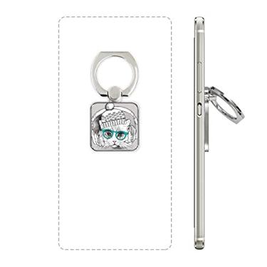 Imagem de Fone de ouvido chapéu de lã branco proteção animal quadrado suporte suporte universal presente