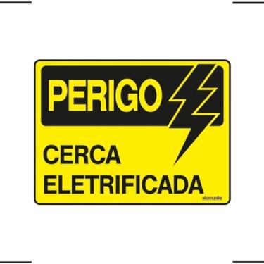 Imagem de Placa De Sinalização Perigo Cerca Eletrificada 20x15 Ekomunike - S-219 F9e