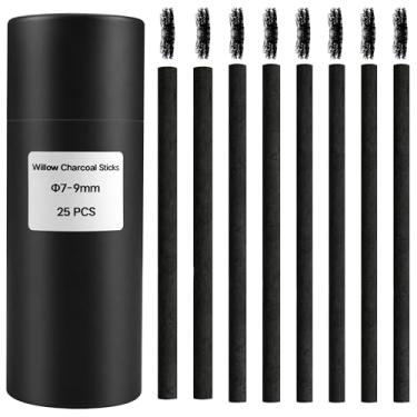 Imagem de MyLifeUNIT Bastões de carvão para desenho, 25 peças de lápis de barra de carvão para esboço, 4 – 5 mm de diâmetro, Preto, 7-9 mm Dia, 1