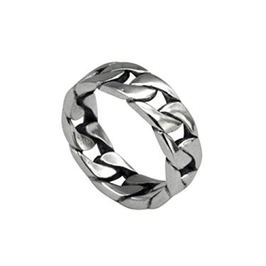 Imagem de Myshiwu Anel de corrente cubana de prata esterlina 925 unissex para homens e mulheres (tamanho do anel 6 a 12), Metal, Sem pedra preciosa