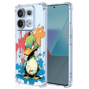 Imagem de XINYEXIN Capa transparente para Motorola Moto G04, fina à prova de choque TPU bumper capa de telefone transparente padrão fofo, colorido arte legal grafite série - pato